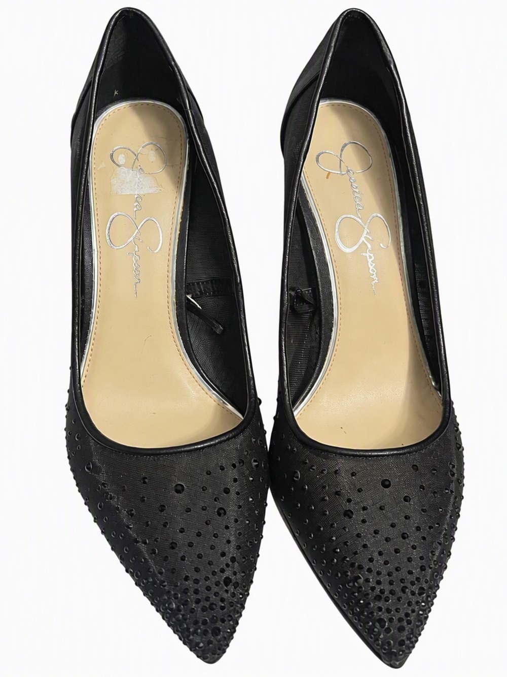 Jessica Simpson Black Pointed Toe Studded Pumps